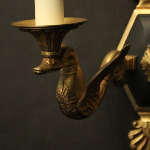 FRENCH PAIR OF EMPIRE GILDED BRONZE ANTIQUE WALL LIGHTS - ADDITIONAL PHOTO 7