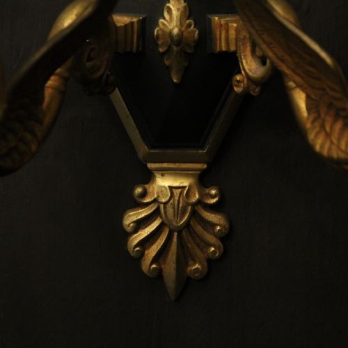 FRENCH PAIR OF EMPIRE GILDED BRONZE ANTIQUE WALL LIGHTS - ADDITIONAL PHOTO 8
