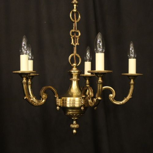 french gilded bronze 5 light chandelier - CATEGORY: ANTIQUE LIGHTING - DATED 1930