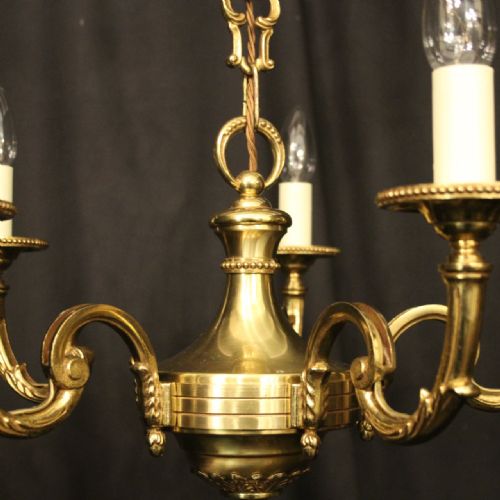 FRENCH GILDED BRONZE 5 LIGHT CHANDELIER - ADDITIONAL PHOTO 4