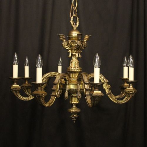 french gilded bronze 8 light antique chandelier - CATEGORY: ANTIQUE LIGHTING - DATED 19TH CENTURY