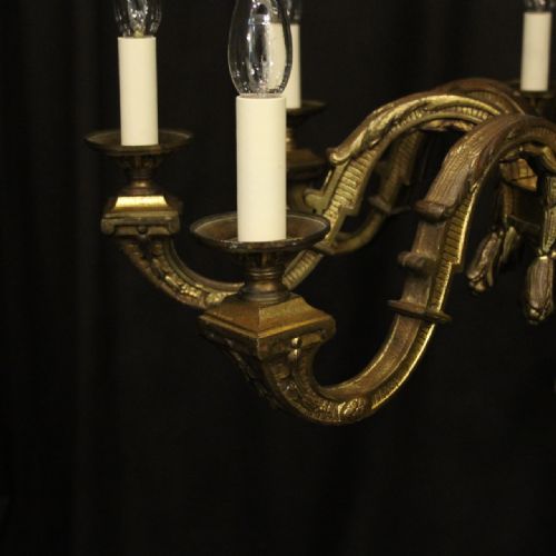 FRENCH GILDED BRONZE 8 LIGHT ANTIQUE CHANDELIER - ADDITIONAL PHOTO 4