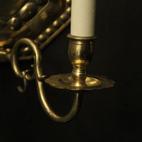 ENGLISH PAIR OF BRASS ANTIQUE WALL LIGHTS - ADDITIONAL PHOTO 8