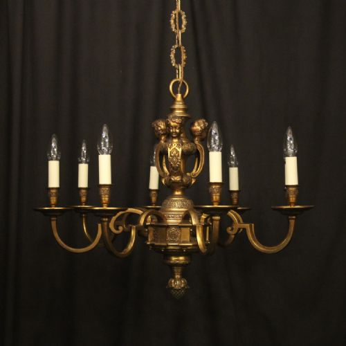 french gilded bronze 8 light antique chandelier - CATEGORY: ANTIQUE LIGHTING - DATED 1910