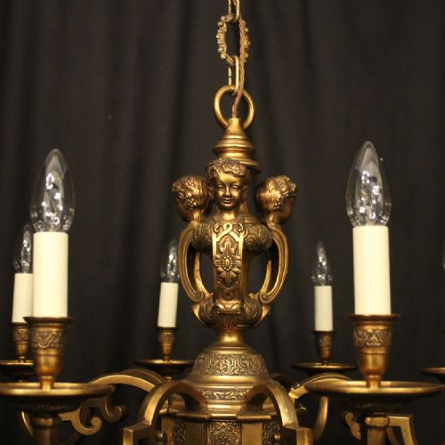 FRENCH GILDED BRONZE 8 LIGHT ANTIQUE CHANDELIER - ADDITIONAL PHOTO 1