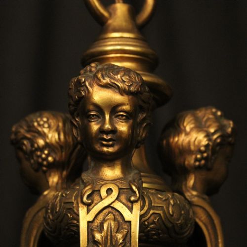 FRENCH GILDED BRONZE 8 LIGHT ANTIQUE CHANDELIER - ADDITIONAL PHOTO 3