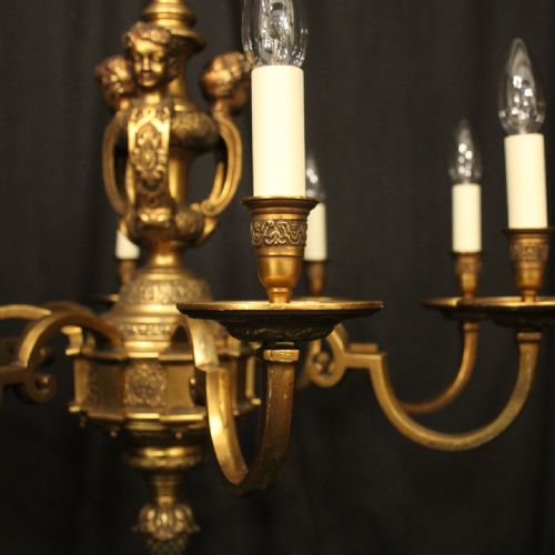 FRENCH GILDED BRONZE 8 LIGHT ANTIQUE CHANDELIER - ADDITIONAL PHOTO 4