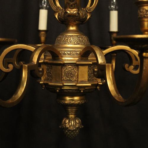 FRENCH GILDED BRONZE 8 LIGHT ANTIQUE CHANDELIER - ADDITIONAL PHOTO 5