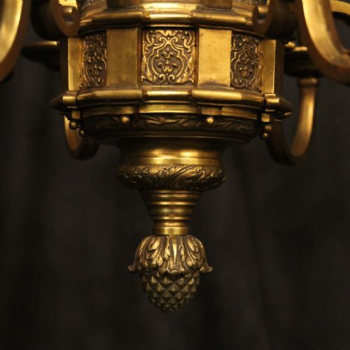FRENCH GILDED BRONZE 8 LIGHT ANTIQUE CHANDELIER - ADDITIONAL PHOTO 7