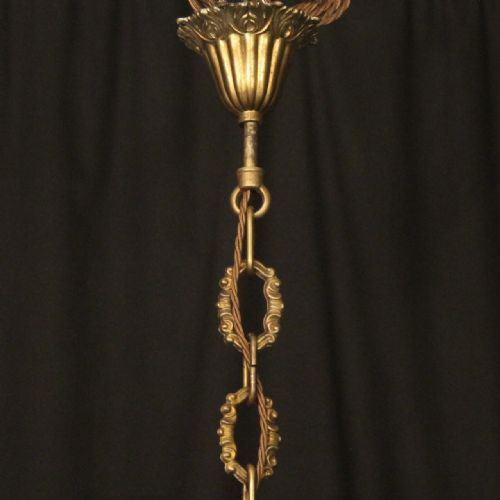 FRENCH GILDED BRONZE 8 LIGHT ANTIQUE CHANDELIER - ADDITIONAL PHOTO 9