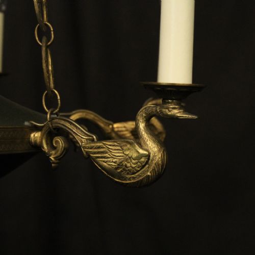 FRENCH GILDED BRONZE EMPIRE 6 LIGHT ANTIQUE CHANDELIER - ADDITIONAL PHOTO 2