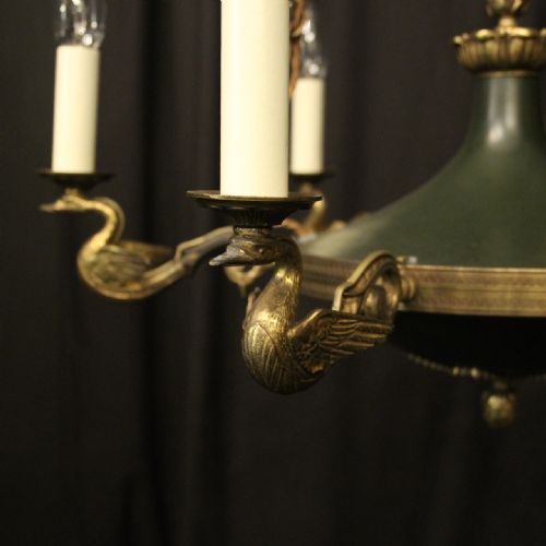 FRENCH GILDED BRONZE EMPIRE 6 LIGHT ANTIQUE CHANDELIER - ADDITIONAL PHOTO 5