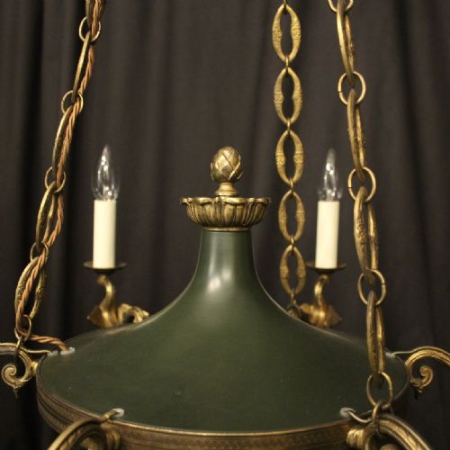 FRENCH GILDED BRONZE EMPIRE 6 LIGHT ANTIQUE CHANDELIER - ADDITIONAL PHOTO 6