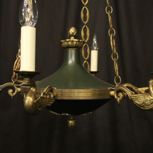 FRENCH GILDED BRONZE EMPIRE 6 LIGHT ANTIQUE CHANDELIER - ADDITIONAL PHOTO 7