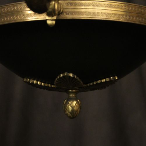 FRENCH GILDED BRONZE EMPIRE 6 LIGHT ANTIQUE CHANDELIER - ADDITIONAL PHOTO 8