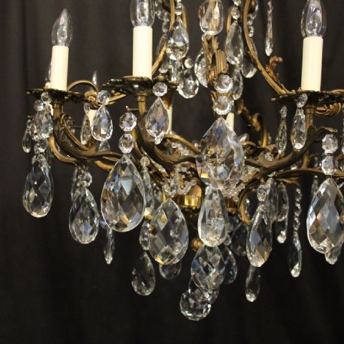 FRENCH GILDED BRONZE CRYSTAL 13 LIGHT ANTIQUE CHANDELIER - ADDITIONAL PHOTO 1