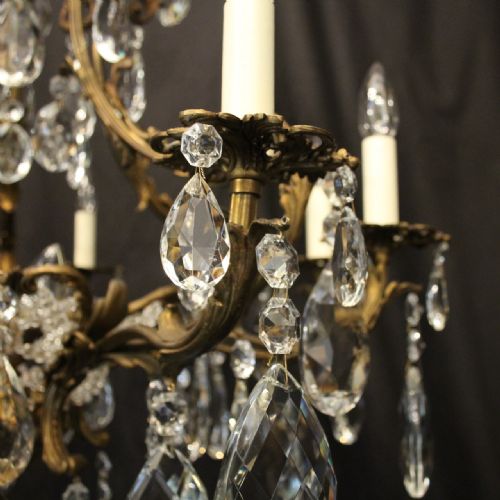 FRENCH GILDED BRONZE CRYSTAL 13 LIGHT ANTIQUE CHANDELIER - ADDITIONAL PHOTO 3
