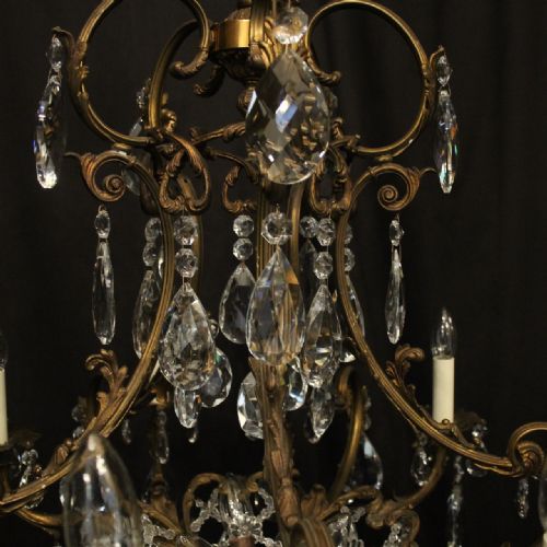 FRENCH GILDED BRONZE CRYSTAL 13 LIGHT ANTIQUE CHANDELIER - ADDITIONAL PHOTO 5