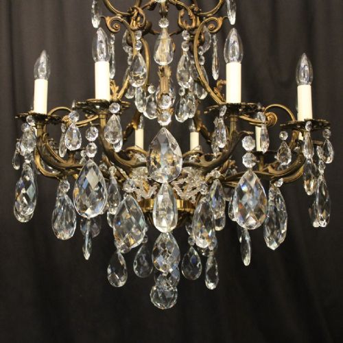 FRENCH GILDED BRONZE CRYSTAL 13 LIGHT ANTIQUE CHANDELIER - ADDITIONAL PHOTO 6