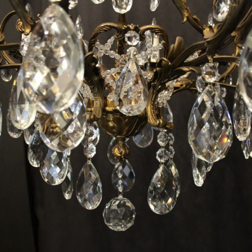 FRENCH GILDED BRONZE CRYSTAL 13 LIGHT ANTIQUE CHANDELIER - ADDITIONAL PHOTO 8