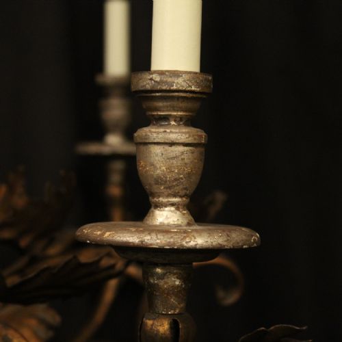 FLORENTINE LARGE 6 LIGHT GILTWOOD TOLEWARE CHANDELIER - ADDITIONAL PHOTO 4