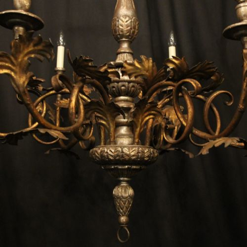 FLORENTINE LARGE 6 LIGHT GILTWOOD TOLEWARE CHANDELIER - ADDITIONAL PHOTO 5