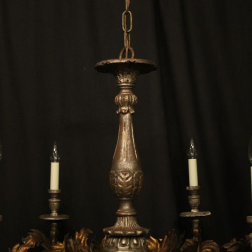 FLORENTINE LARGE 6 LIGHT GILTWOOD TOLEWARE CHANDELIER - ADDITIONAL PHOTO 6