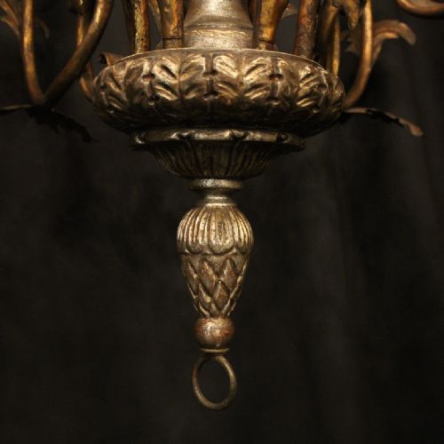 FLORENTINE LARGE 6 LIGHT GILTWOOD TOLEWARE CHANDELIER - ADDITIONAL PHOTO 8