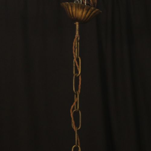 FLORENTINE LARGE 6 LIGHT GILTWOOD TOLEWARE CHANDELIER - ADDITIONAL PHOTO 9