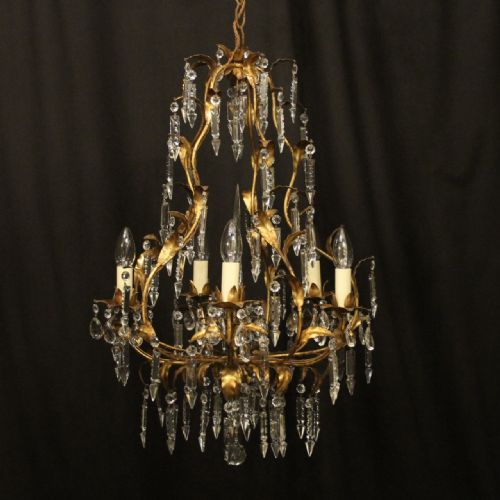 italian gilded florentine 5 light cage chandelier - CATEGORY: ANTIQUE LIGHTING - DATED 1930
