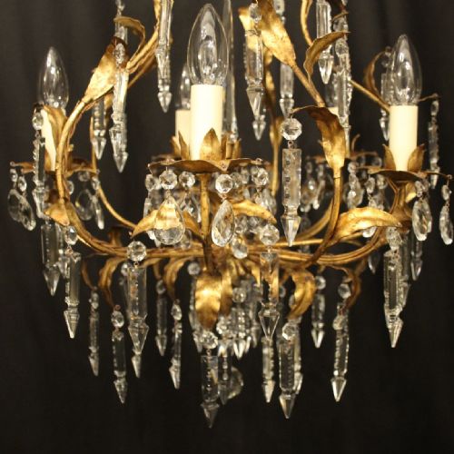 ITALIAN GILDED FLORENTINE 5 LIGHT CAGE CHANDELIER - ADDITIONAL PHOTO 2