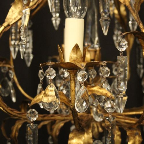 ITALIAN GILDED FLORENTINE 5 LIGHT CAGE CHANDELIER - ADDITIONAL PHOTO 4