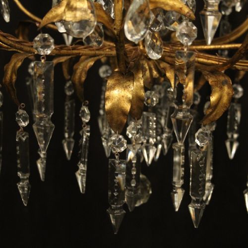 ITALIAN GILDED FLORENTINE 5 LIGHT CAGE CHANDELIER - ADDITIONAL PHOTO 5