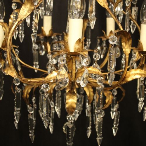 ITALIAN GILDED FLORENTINE 5 LIGHT CAGE CHANDELIER - ADDITIONAL PHOTO 6