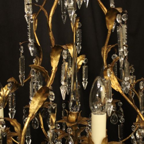 ITALIAN GILDED FLORENTINE 5 LIGHT CAGE CHANDELIER - ADDITIONAL PHOTO 7