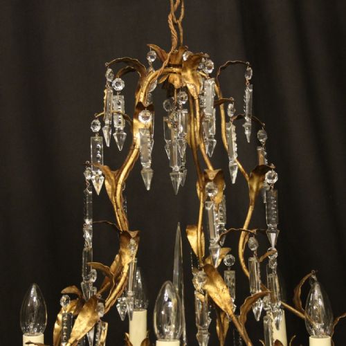 ITALIAN GILDED FLORENTINE 5 LIGHT CAGE CHANDELIER - ADDITIONAL PHOTO 9