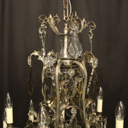 FRENCH SILVER GILDED BRONZE CRYSTAL 15 LIGHT CHANDELIER - ADDITIONAL PHOTO 3
