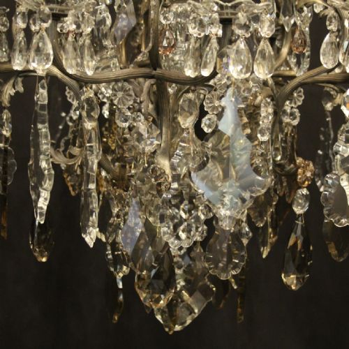FRENCH SILVER GILDED BRONZE CRYSTAL 15 LIGHT CHANDELIER - ADDITIONAL PHOTO 8