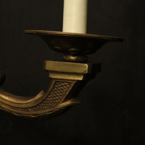 ENGLISH PAIR OF LARGE GILDED BRONZE ANTIQUE WALL LIGHTS - ADDITIONAL PHOTO 6