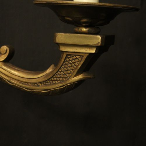 ENGLISH PAIR OF LARGE GILDED BRONZE ANTIQUE WALL LIGHTS - ADDITIONAL PHOTO 8