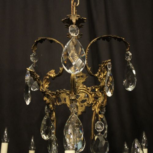 FRENCH GILDED BRONZE CRYSTAL 12 LIGHT ANTIQUE CHANDELIER - ADDITIONAL PHOTO 7