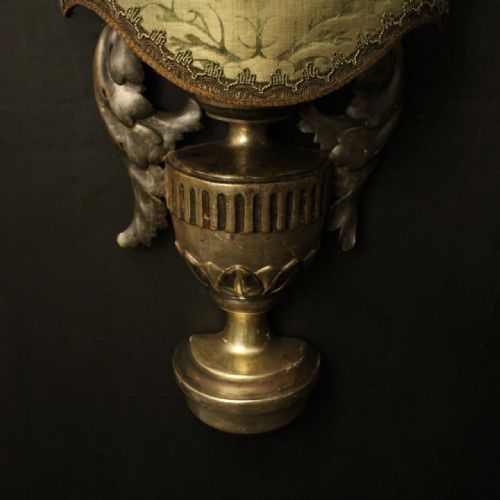 ITALIAN FLORENTINE SILVER GILTWOOD ANTIQUE WALL LIGHTS - ADDITIONAL PHOTO 2