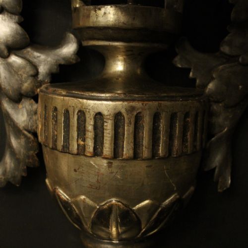 ITALIAN FLORENTINE SILVER GILTWOOD ANTIQUE WALL LIGHTS - ADDITIONAL PHOTO 4