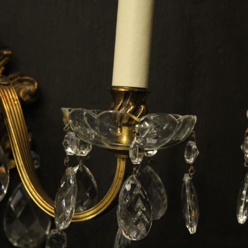 FRENCH PAIR OF GILDED TWIN ARM ANTIQUE WALL LIGHTS - ADDITIONAL PHOTO 6