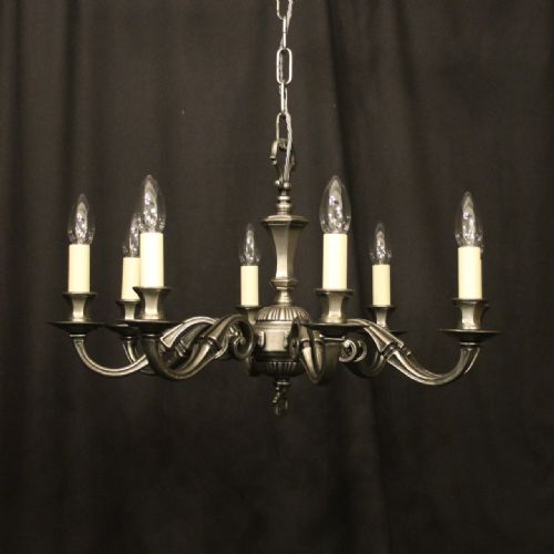 french silver plated 8 light chandelier - CATEGORY: ANTIQUE LIGHTING - DATED 1930