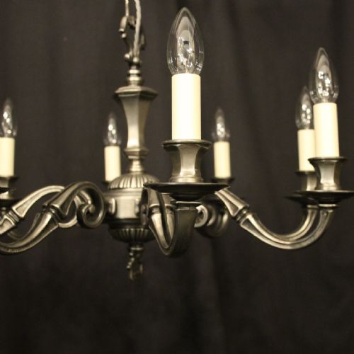 FRENCH SILVER PLATED 8 LIGHT CHANDELIER - ADDITIONAL PHOTO 1