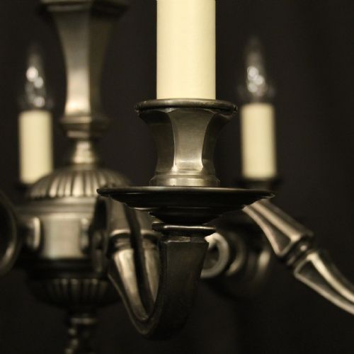 FRENCH SILVER PLATED 8 LIGHT CHANDELIER - ADDITIONAL PHOTO 2
