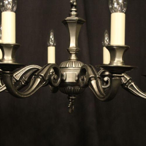 FRENCH SILVER PLATED 8 LIGHT CHANDELIER - ADDITIONAL PHOTO 3