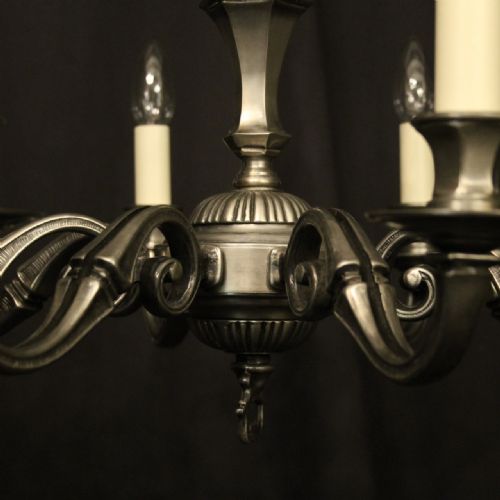 FRENCH SILVER PLATED 8 LIGHT CHANDELIER - ADDITIONAL PHOTO 5