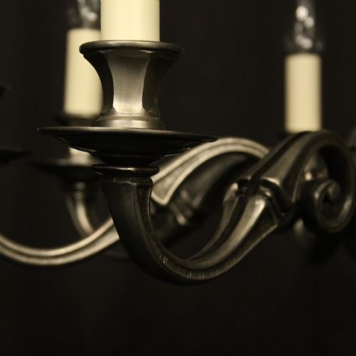 FRENCH SILVER PLATED 8 LIGHT CHANDELIER - ADDITIONAL PHOTO 6